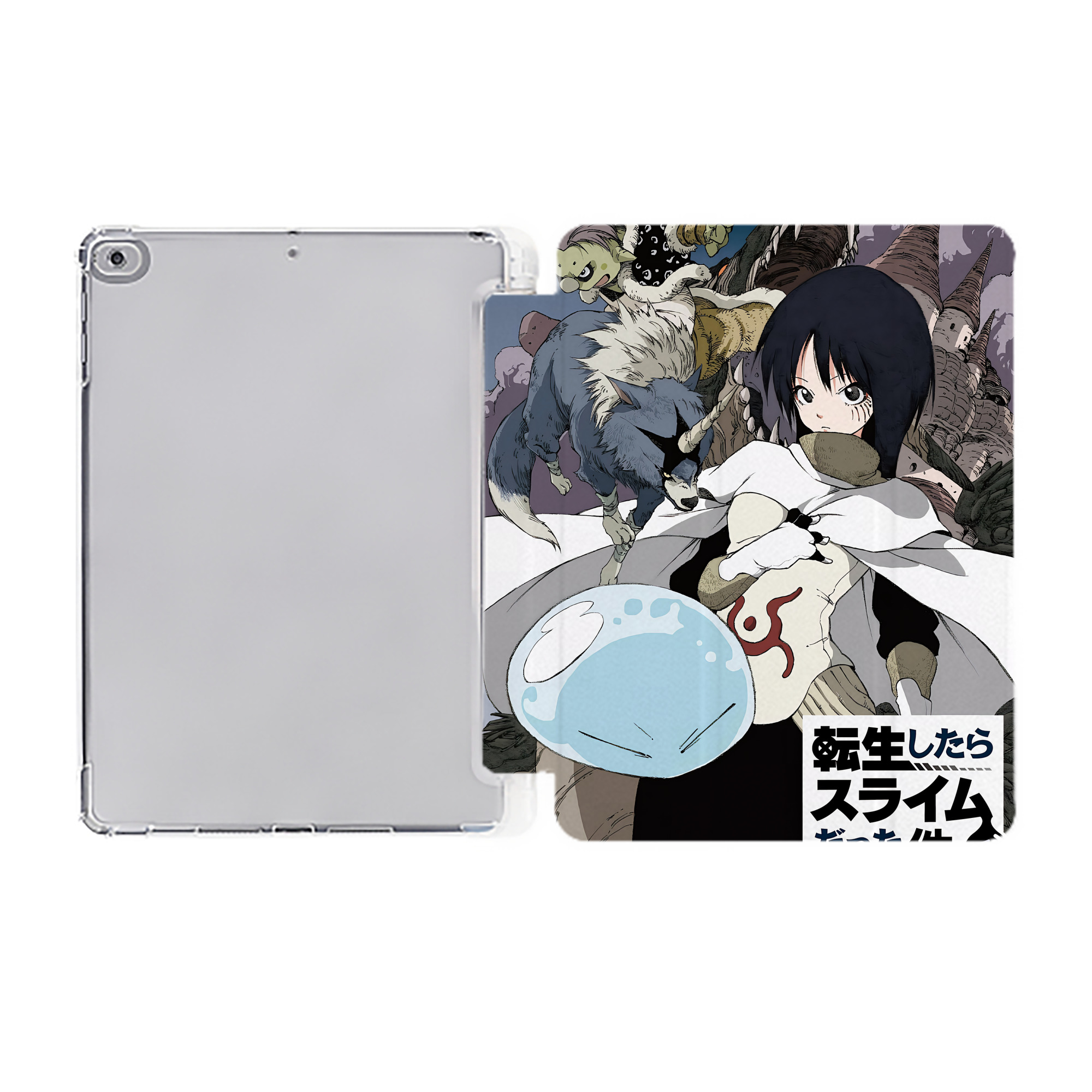（画像用） 転スラ Regarding Reincarnated to Slime IPad ケース ペン収納付き 三つ折りスタンド PUレザー×シリコン 対応機種9.5/10.5/10.9インチ